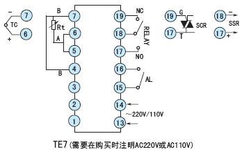 TE7溫控表|Toky東崎TE7經濟型PID溫控表 接線圖